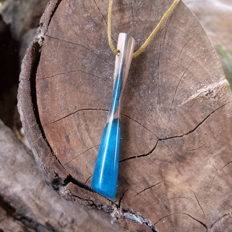 Driftwood with blue resin