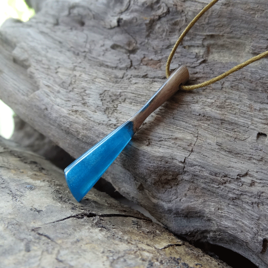 Driftwood with blue resin