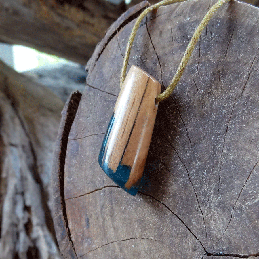 Driftwood with blue resin