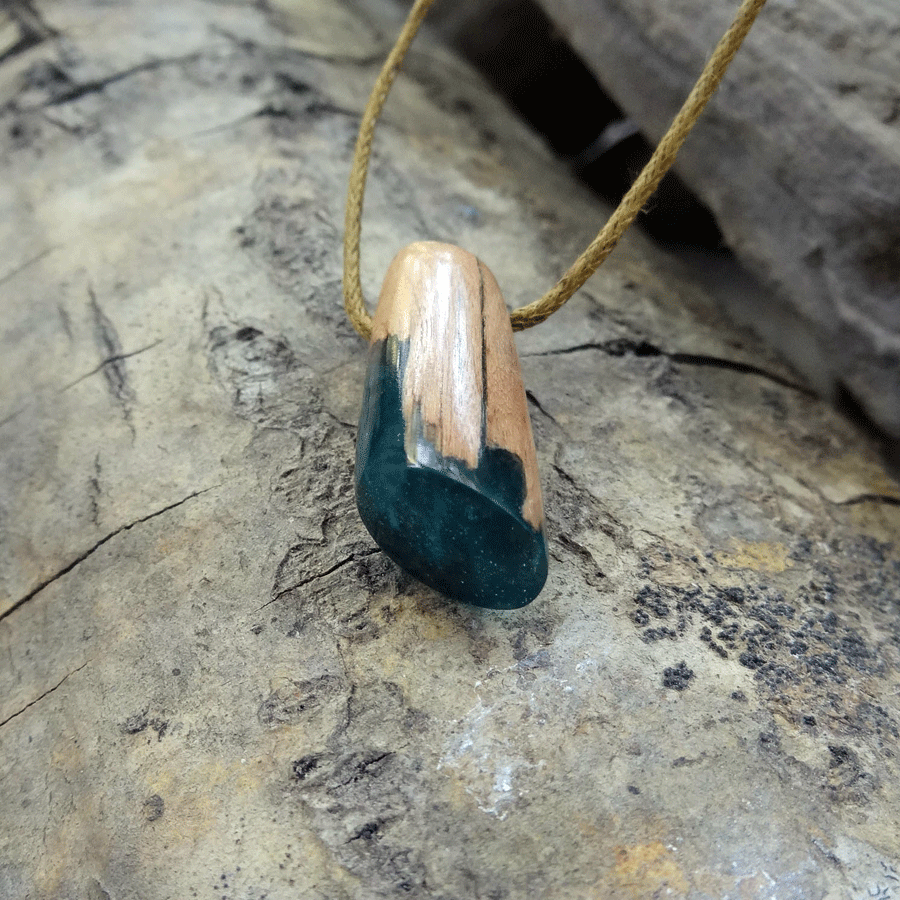 Driftwood with blue resin