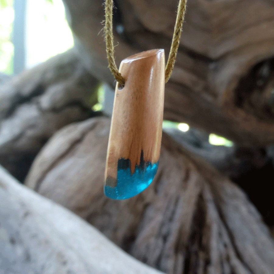 Driftwood with blue resin