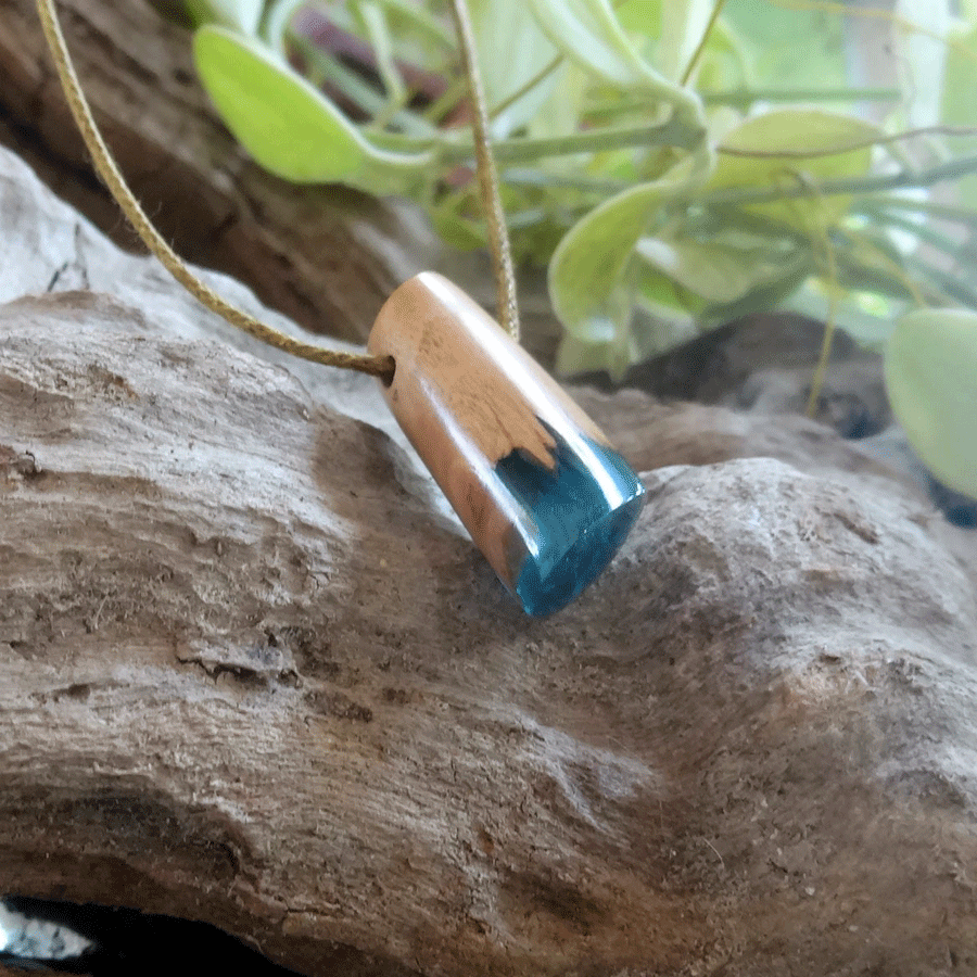 Driftwood with blue resin