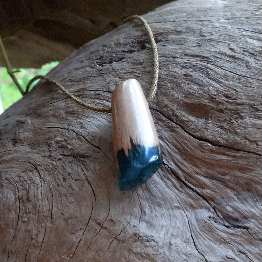 Driftwood with blue resin