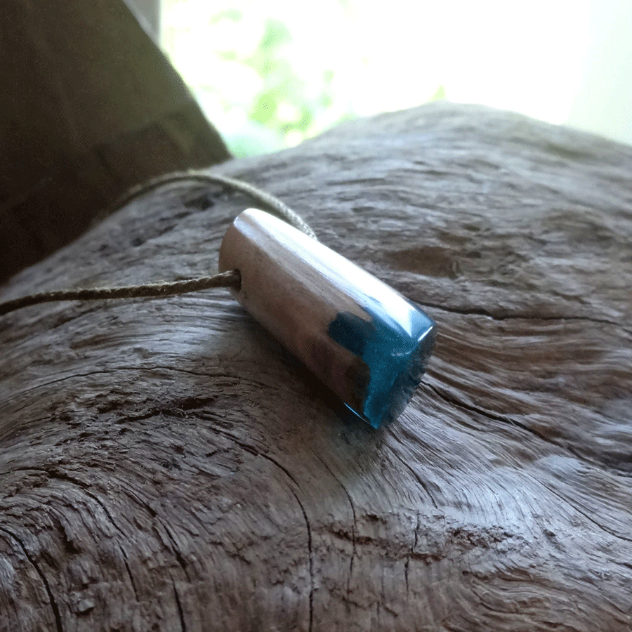 Driftwood with blue resin