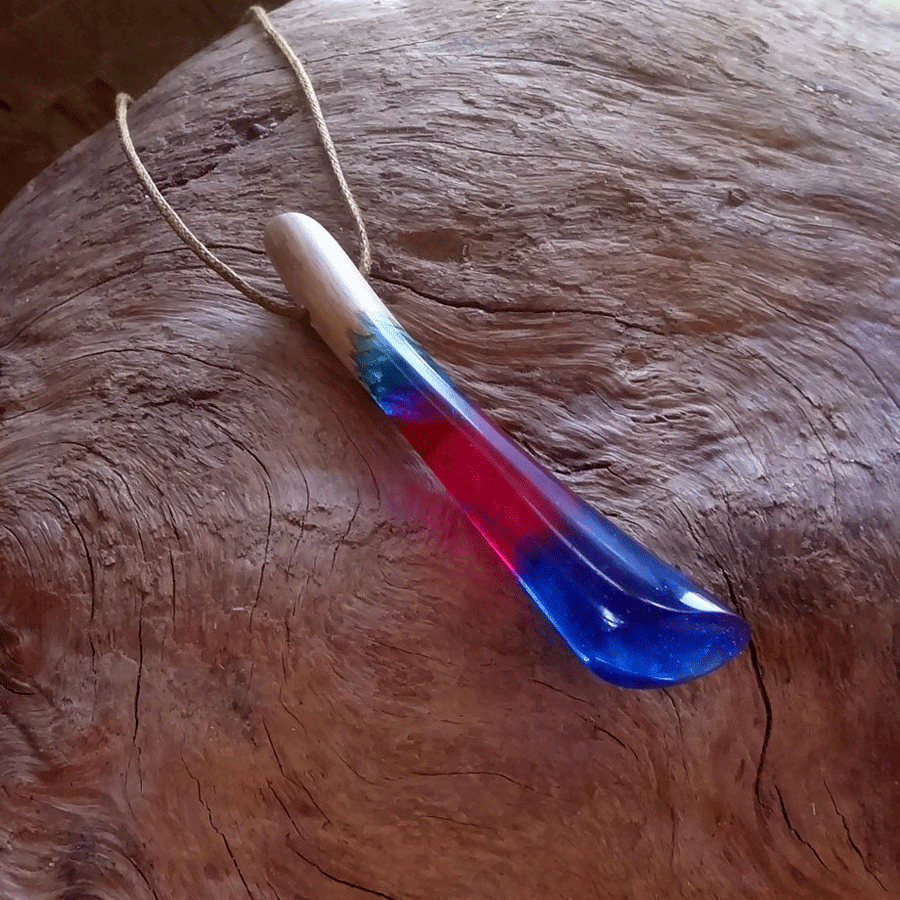 Driftwood with blue and pink resin