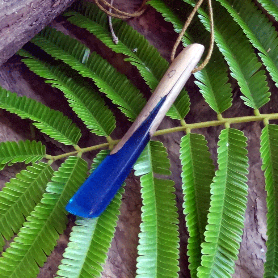 Driftwood with blue resin