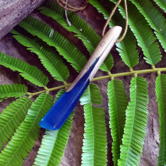 Driftwood with blue resin