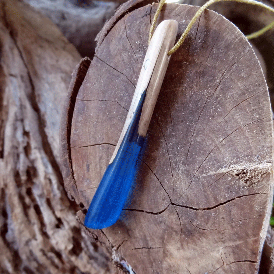 Driftwood with blue resin