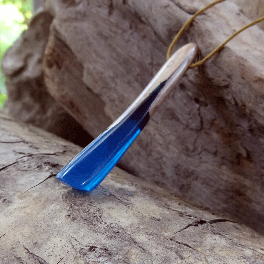 Driftwood with blue resin