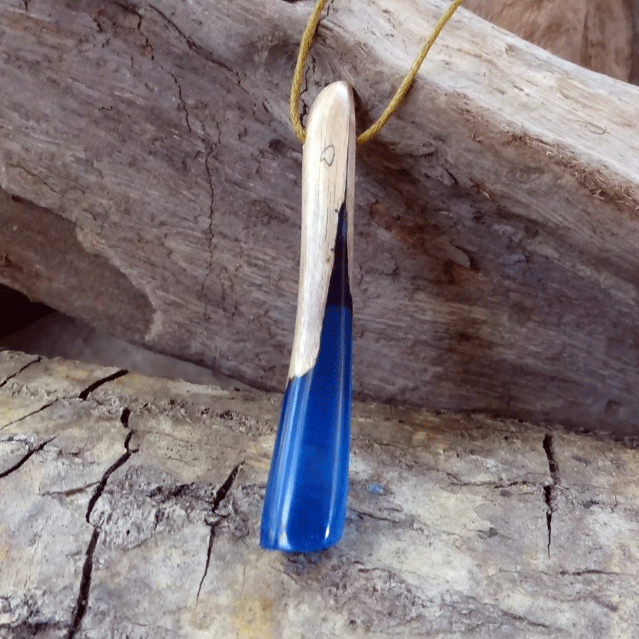 Driftwood with blue resin