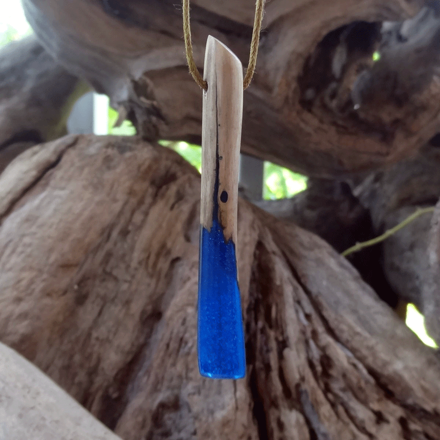 Driftwood with blue resin