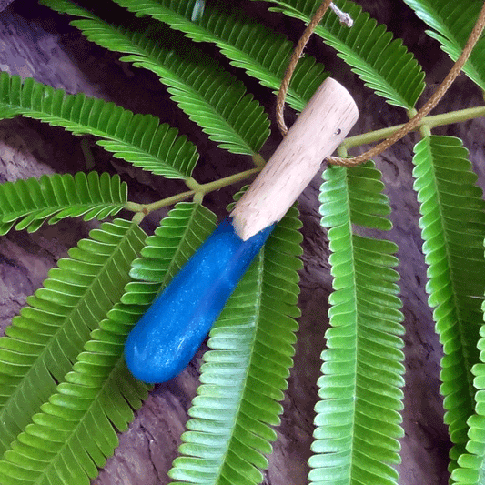 Driftwood with blue resin