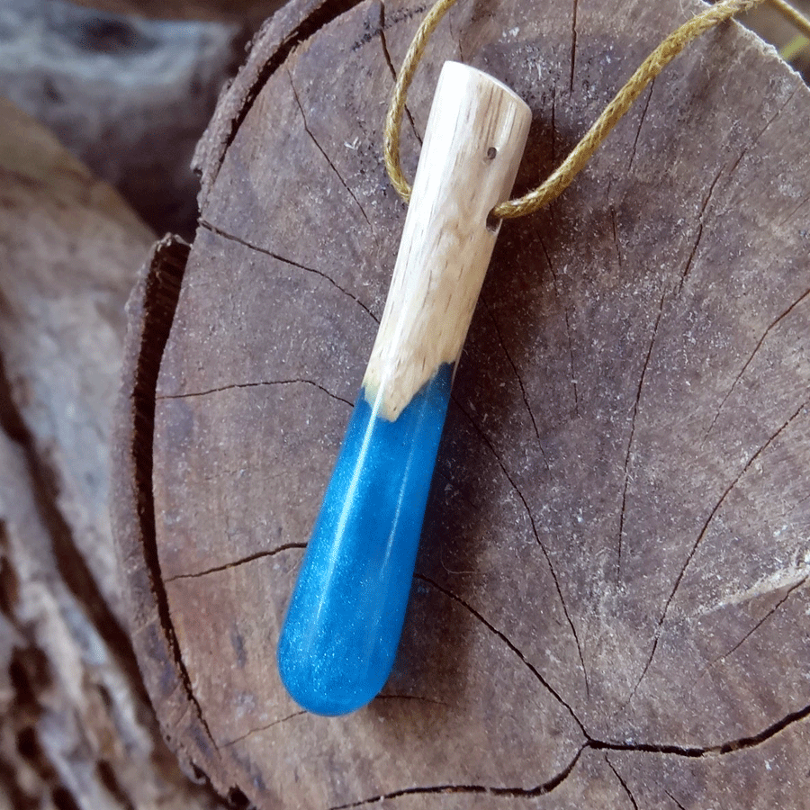 Driftwood with blue resin