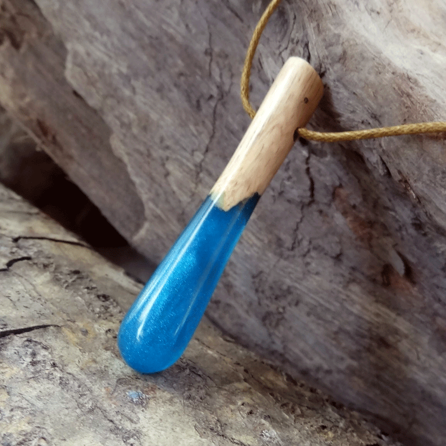 Driftwood with blue resin