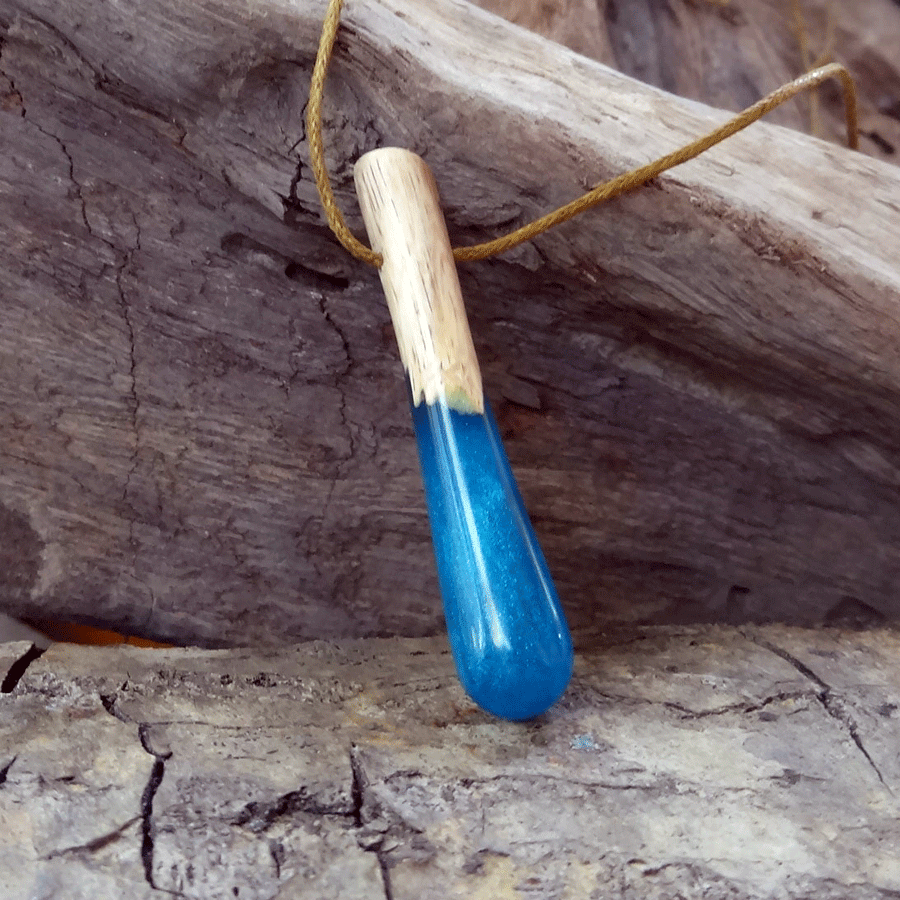 Driftwood with blue resin