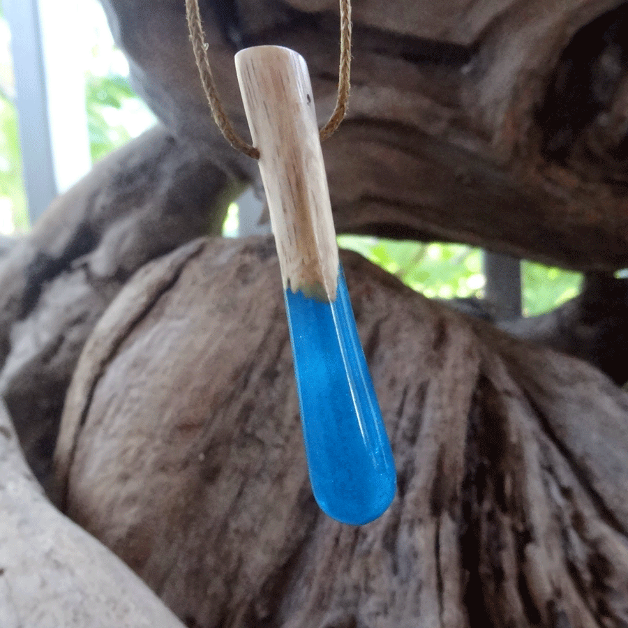 Driftwood with blue resin