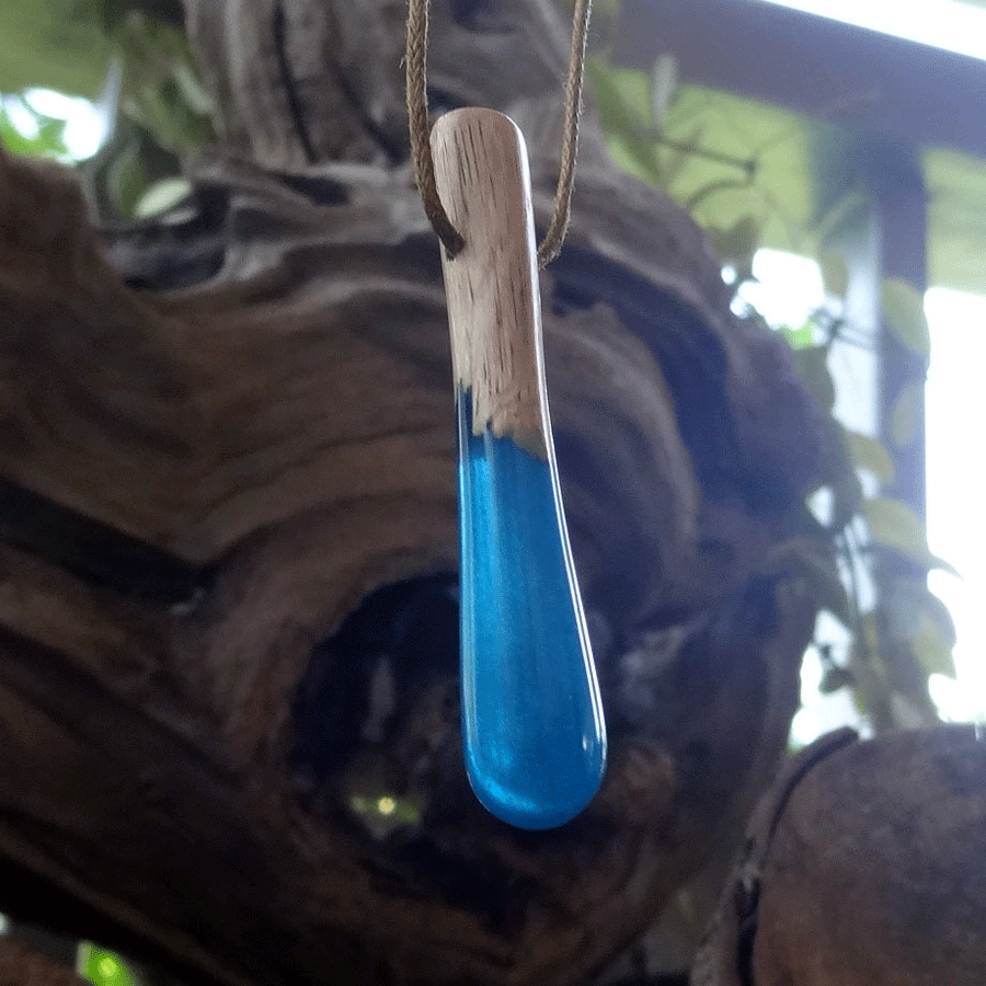 Driftwood with blue resin