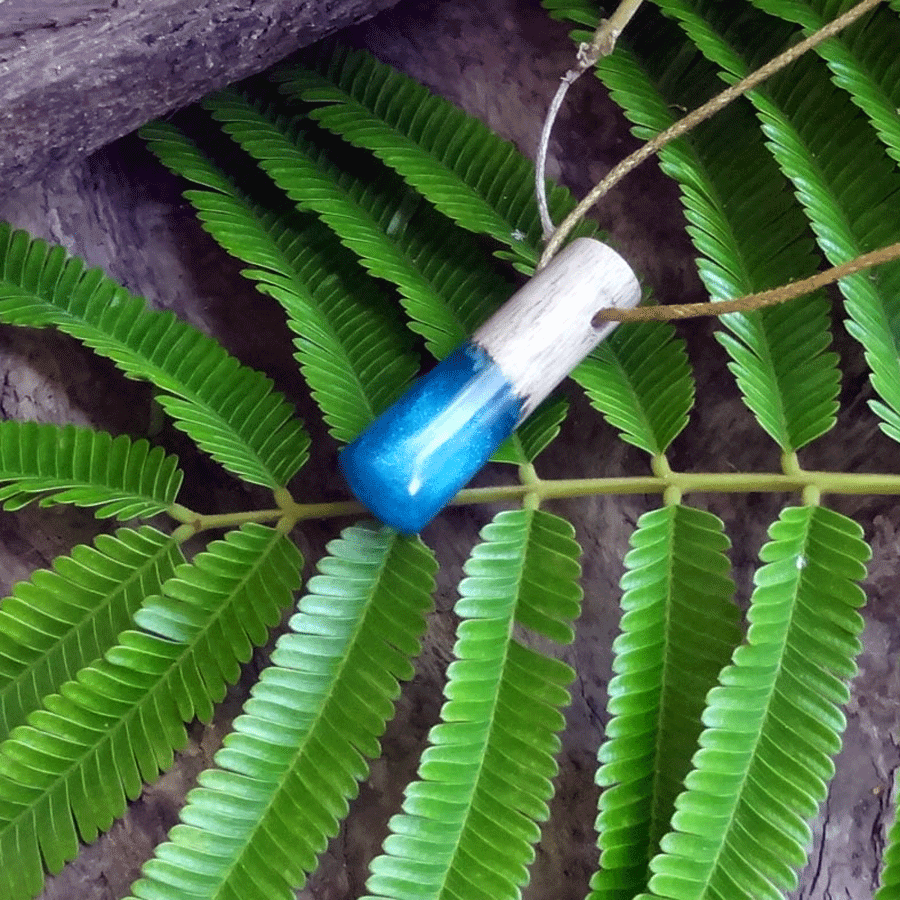 Driftwood with blue resin