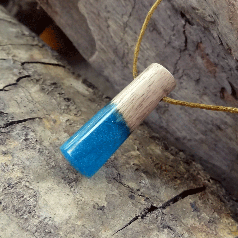 Driftwood with blue resin