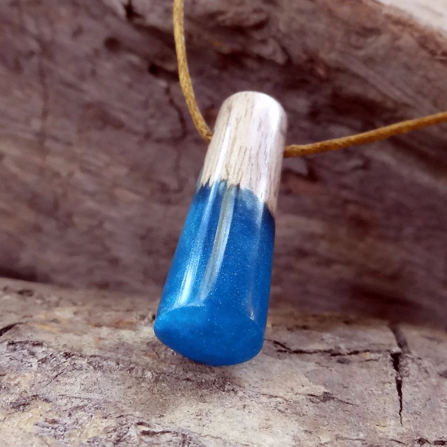 Driftwood with blue resin