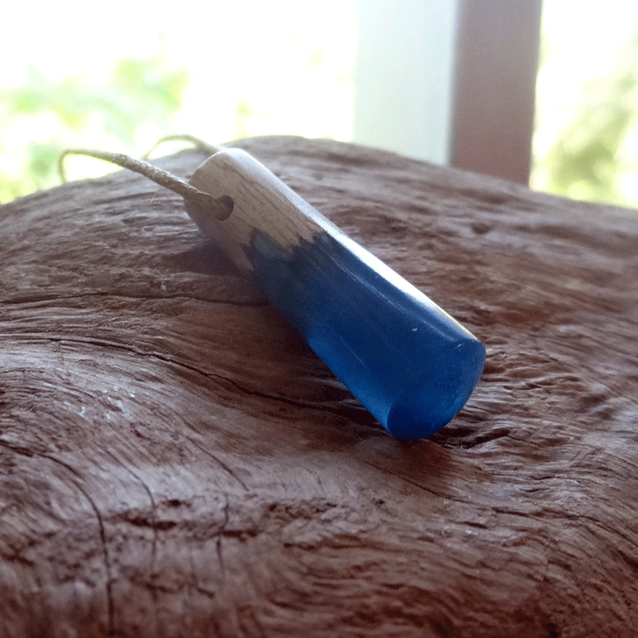 Driftwood with blue resin