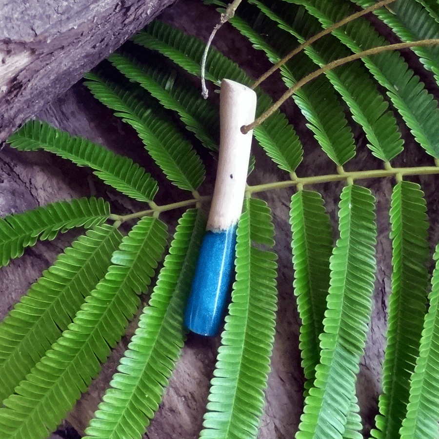 Driftwood with blue resin