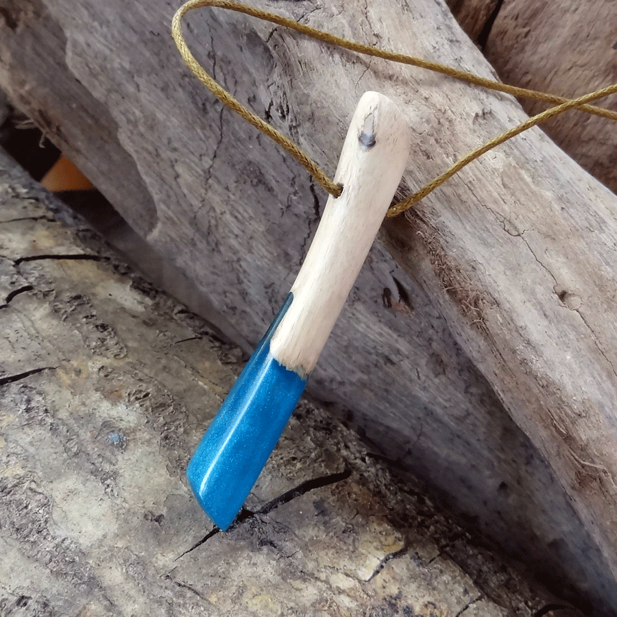 Driftwood with blue resin