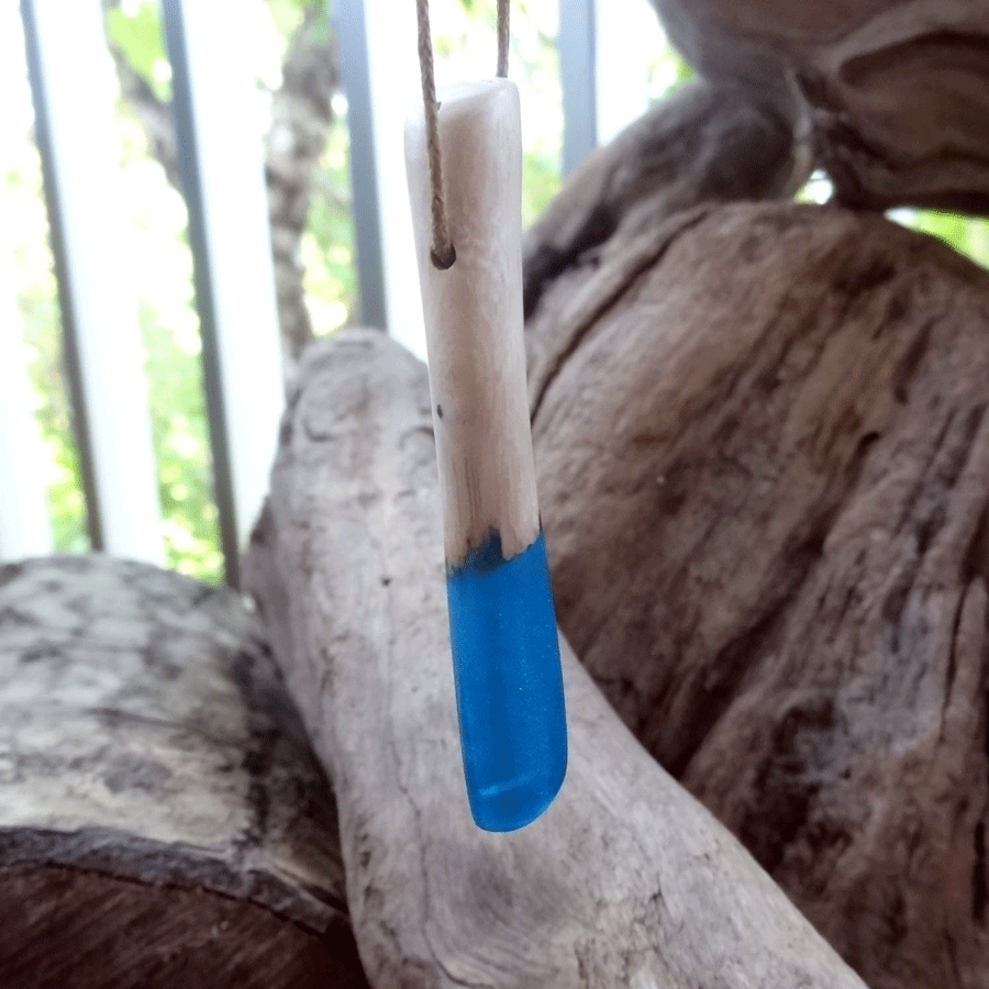 Driftwood with blue resin