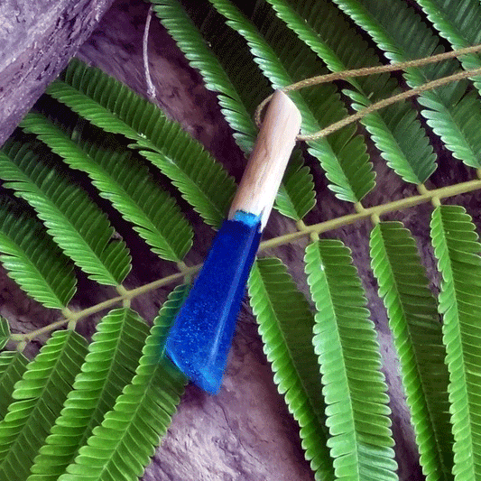 Driftwood with blue resin