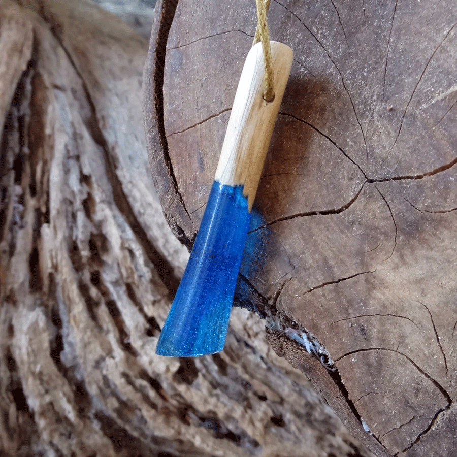 Driftwood with blue resin