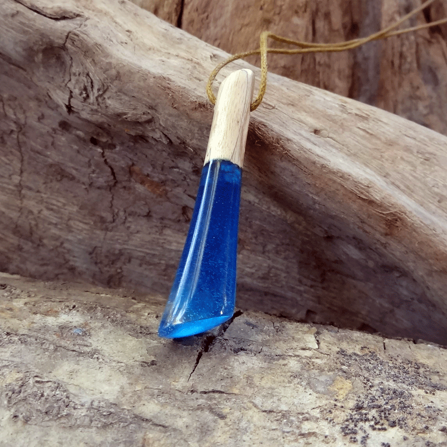 Driftwood with blue resin