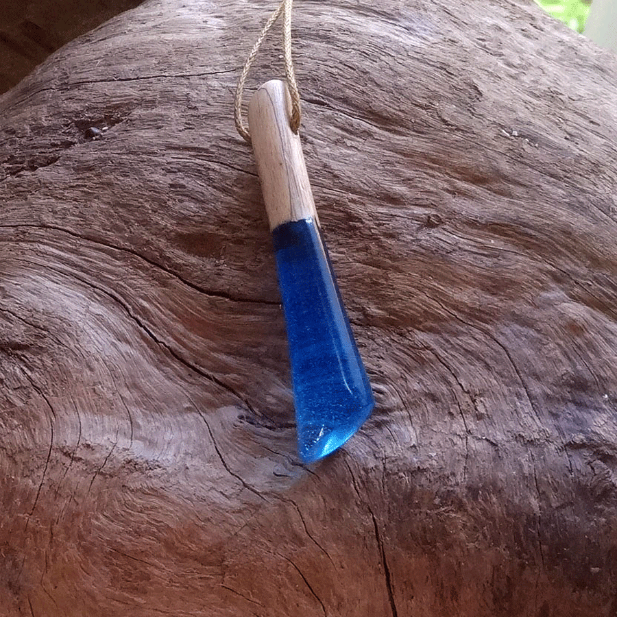 Driftwood with blue resin