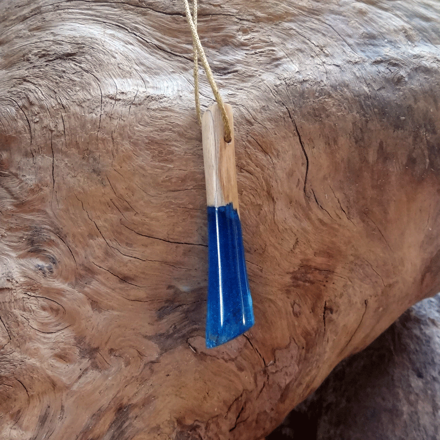 Driftwood with blue resin