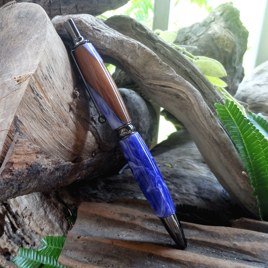 Driftwood and white and purple resin pen