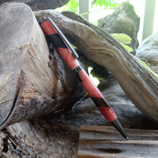 Driftwood and pink resin pen