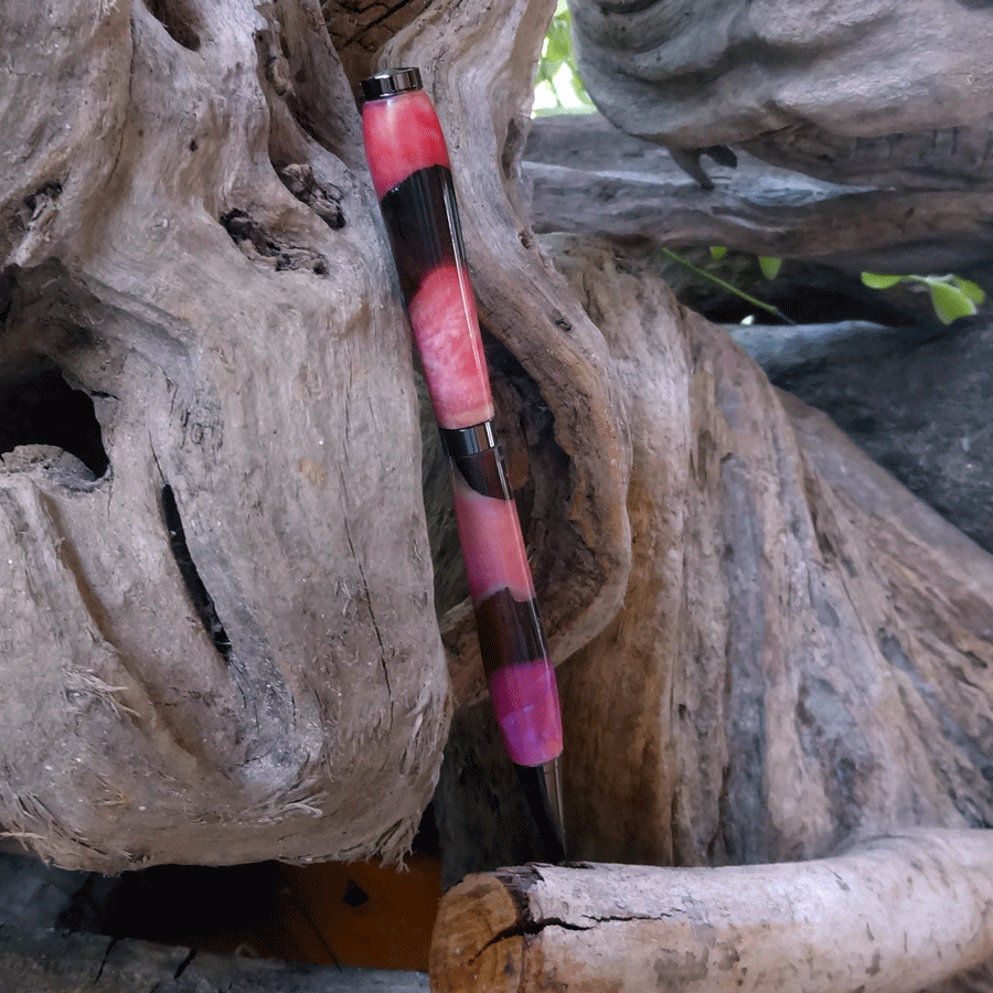 Driftwood and pink resin pen