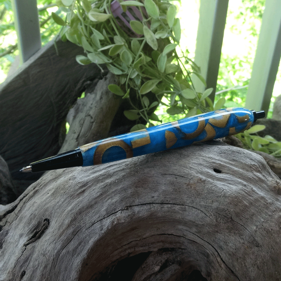 Driftwood and blue resin pen