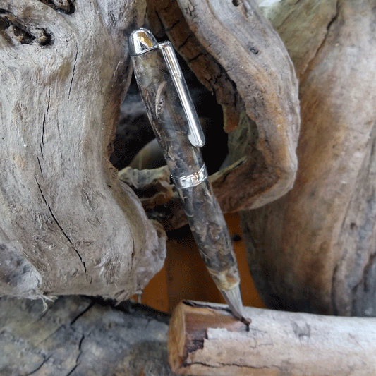 Driftwood and grey resin pen