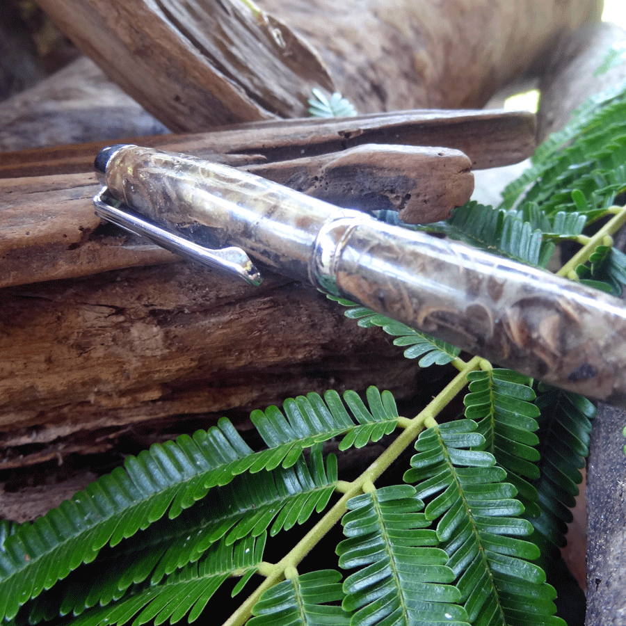 Driftwood and grey resin pen