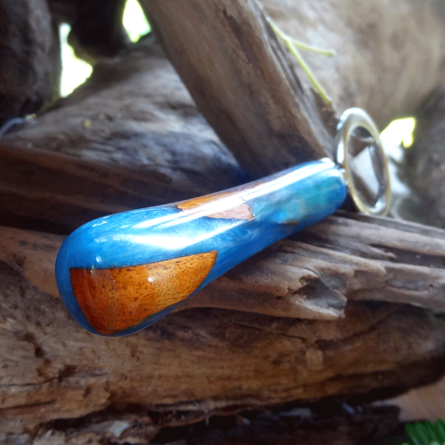 Driftwood and blue resin bottle opener