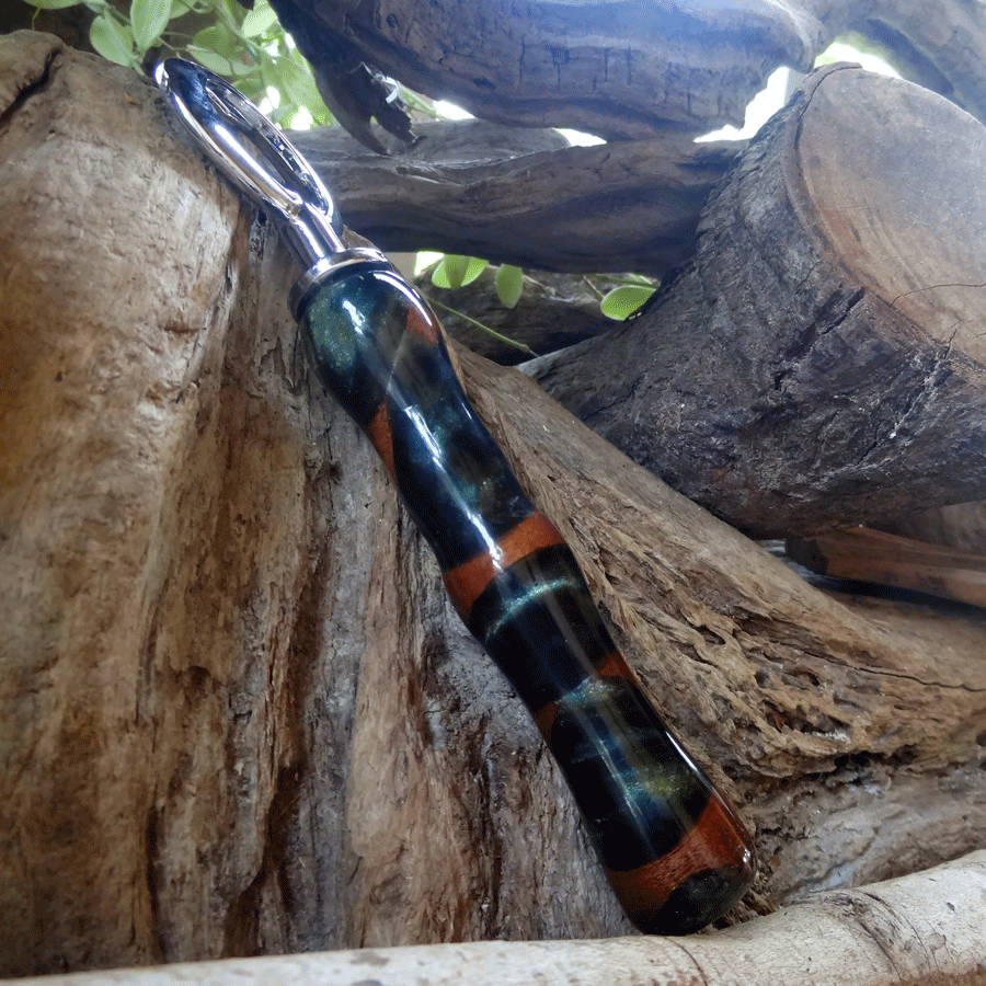 Driftwood and dark green resin bottle opener