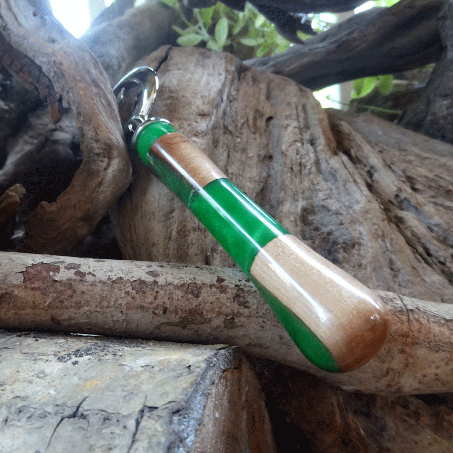 Driftwood and green resin bottle opener