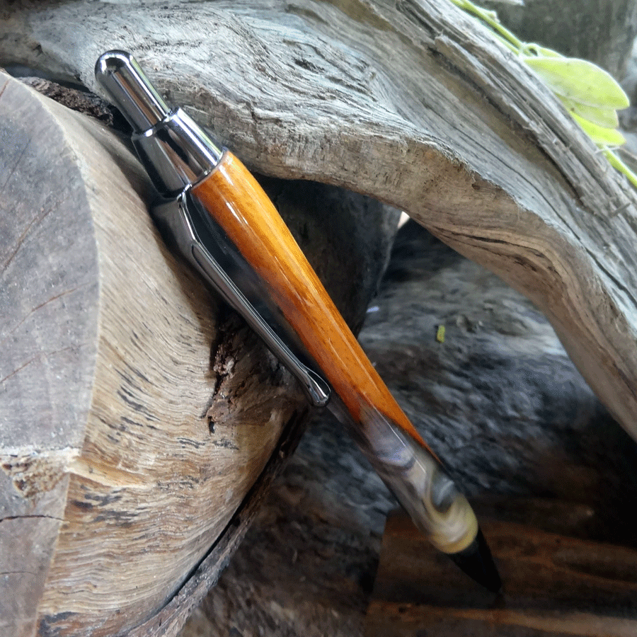 Driftwood and grey and purple resin mechanical pencil