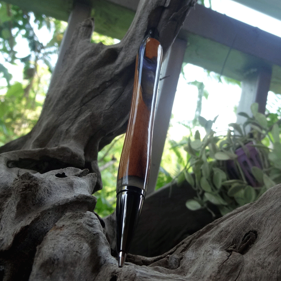 Driftwood and grey and purple resin mechanical pencil