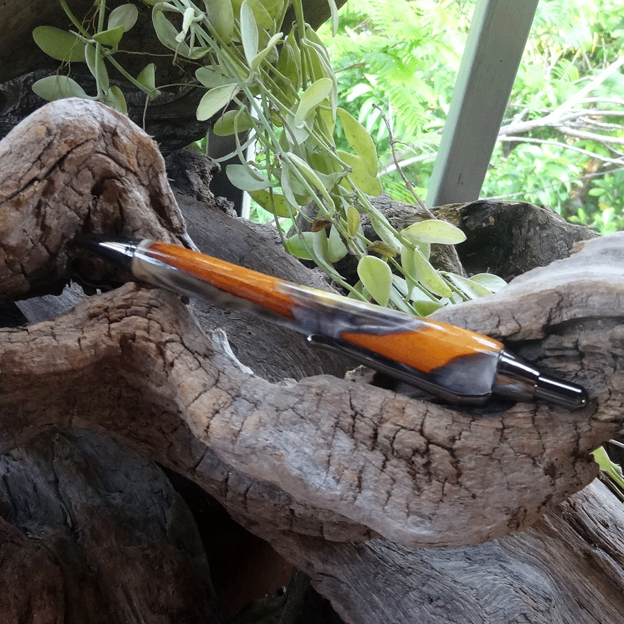 Driftwood and grey and purple resin mechanical pencil