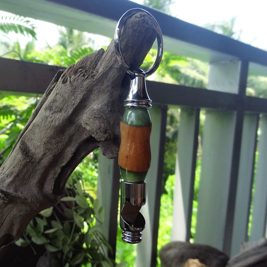 Driftwood and green resin key chain bottle opener