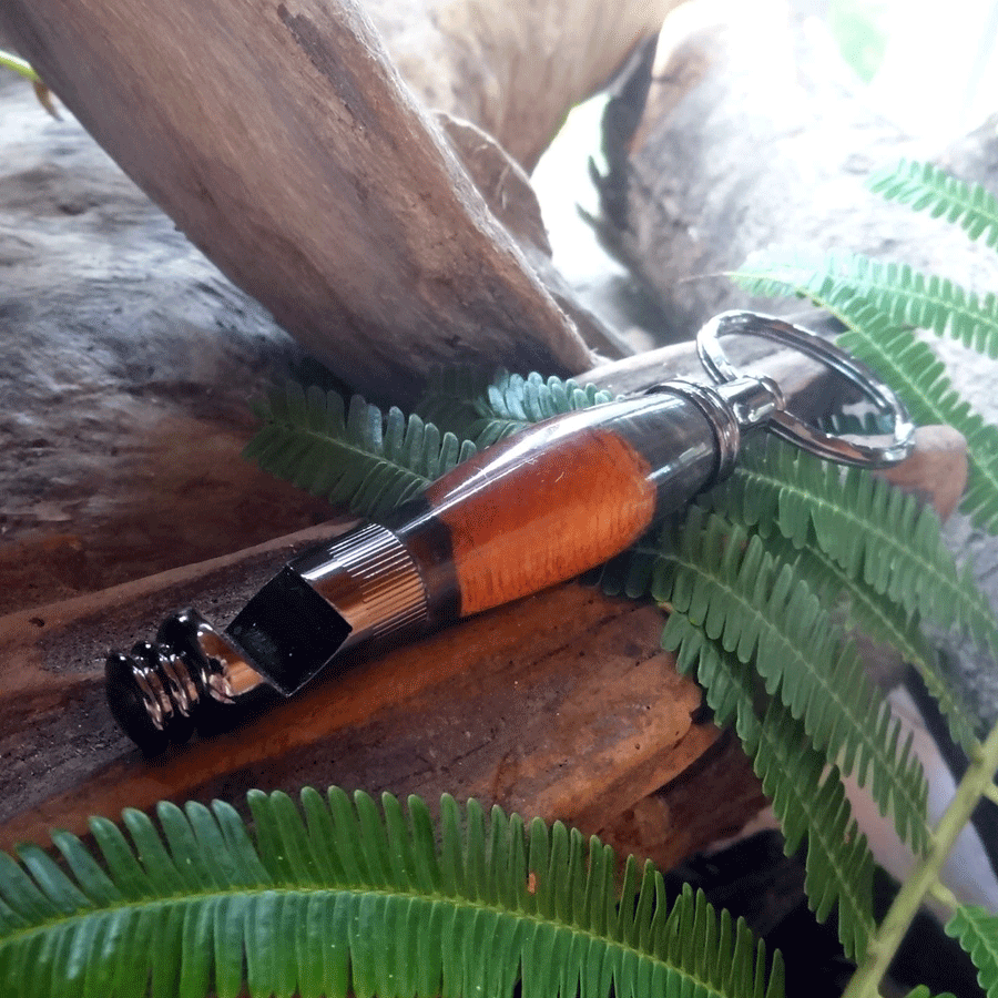 Driftwood and black resin key chain bottle opener