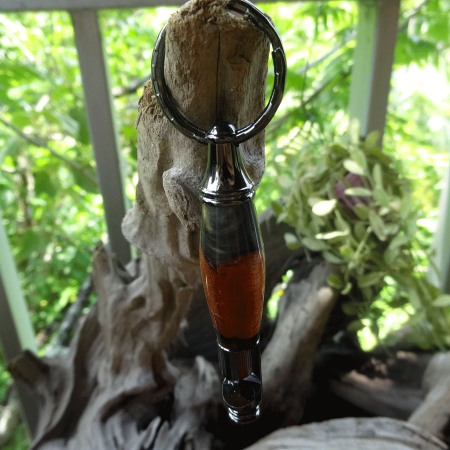 Driftwood and black resin key chain bottle opener