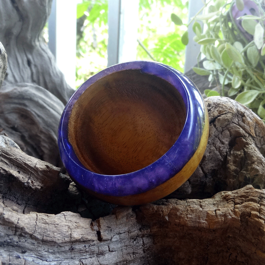 Driftwood and purple resin trinket bowl