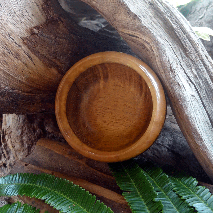 Driftwood and pink pearl resin trinket bowl